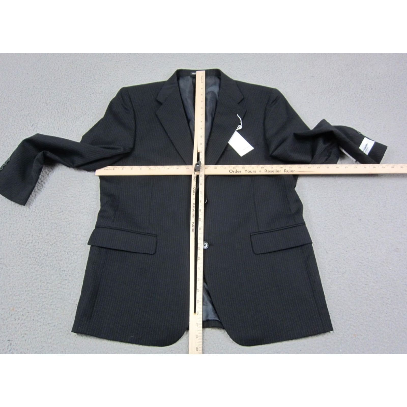 Pierre Cardin Pierre Cardin Blazer Jacket Mens 42S Black Striped Wool Regular Jacket Coat Men Black Striped Wool Blazer 90s Mens Size 42R - 7 Thumbnail