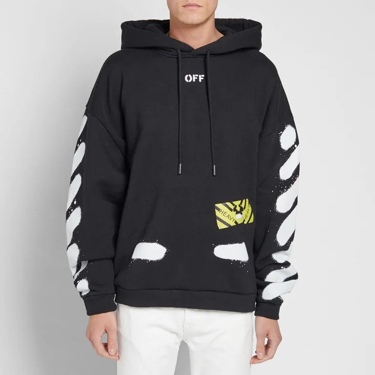 Off-White Black Spray Diagonals Logo Oversized Hoodie Size US XL / EU 56 / 4 - 2 Thumbnail
