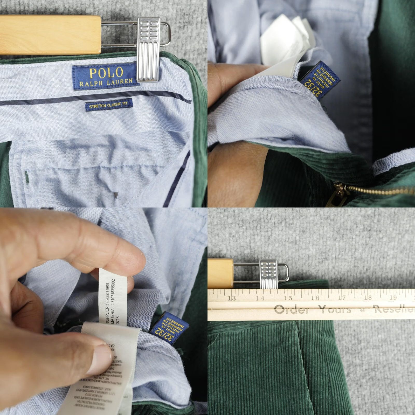 Polo Ralph Lauren Ralph Lauren Pants Mens 33x32 Green Corduroy Stretch Classic Fit Chino Ivy Prep Size US 33 - 8 Thumbnail