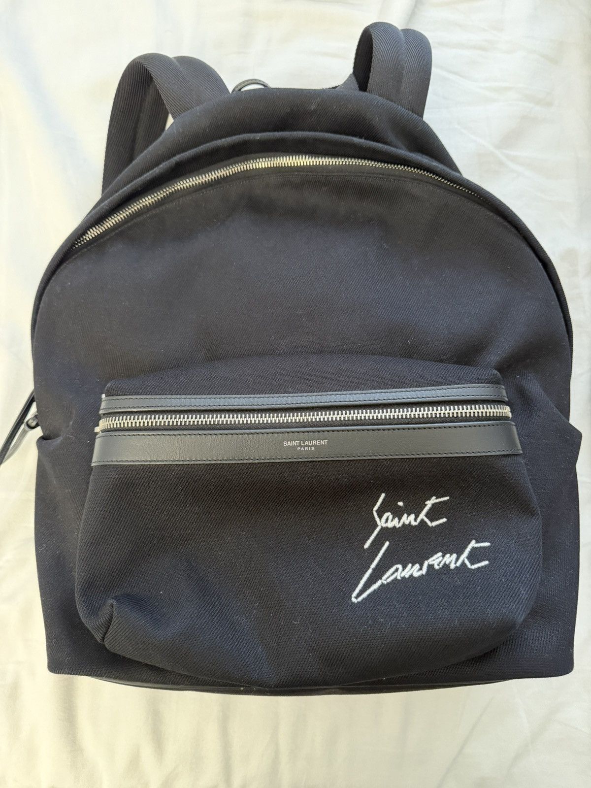 Saint Laurent Paris Saint Laurent embroidered city backpack in canvas Size ONE SIZE - 1 Thumbnail