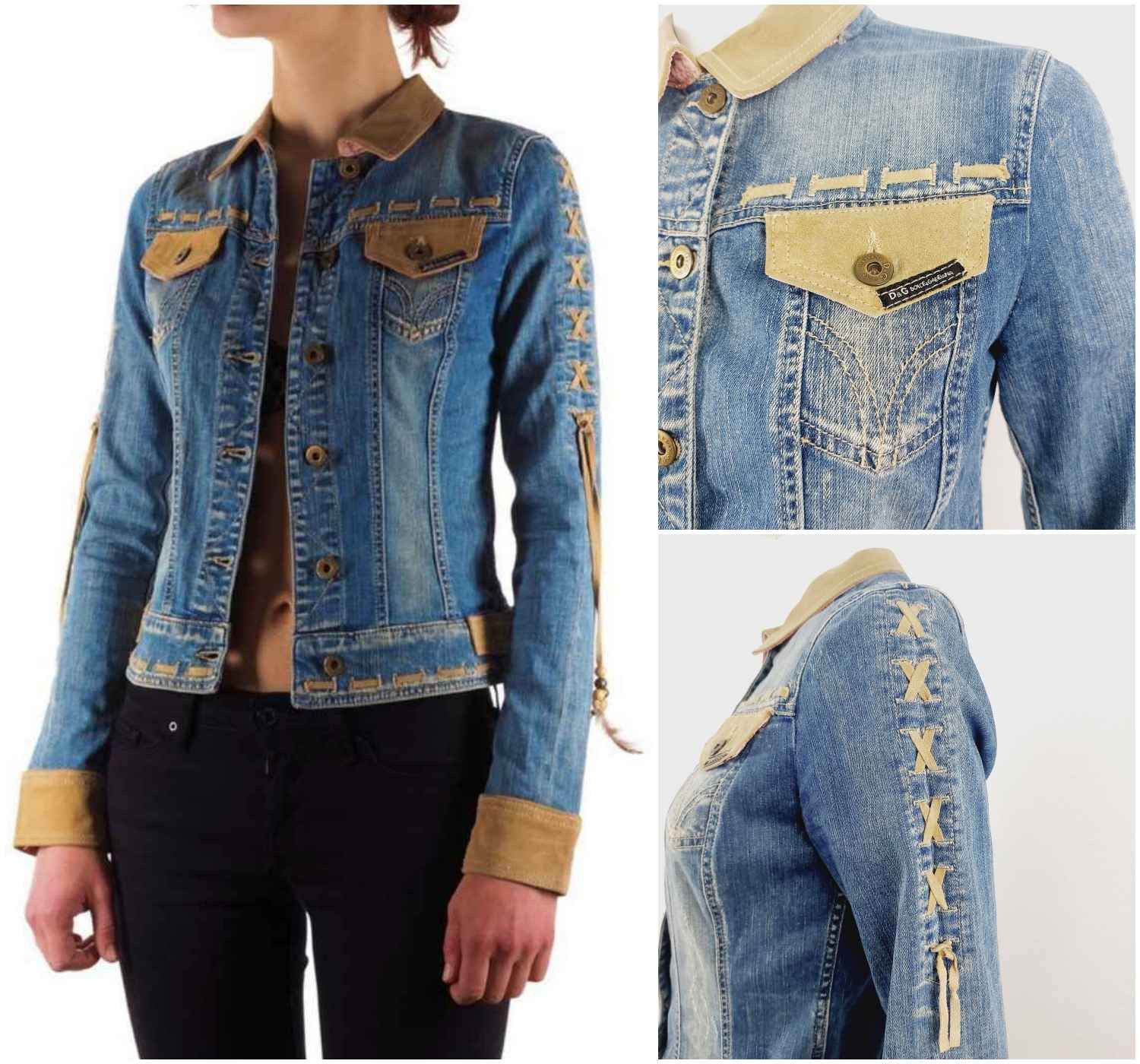 Dolce & Gabbana Dolce and Gabbana D&G Leather Trim Corset Lace-Up Jacket Size M / US 6-8 / IT 42-44 - 1 Thumbnail