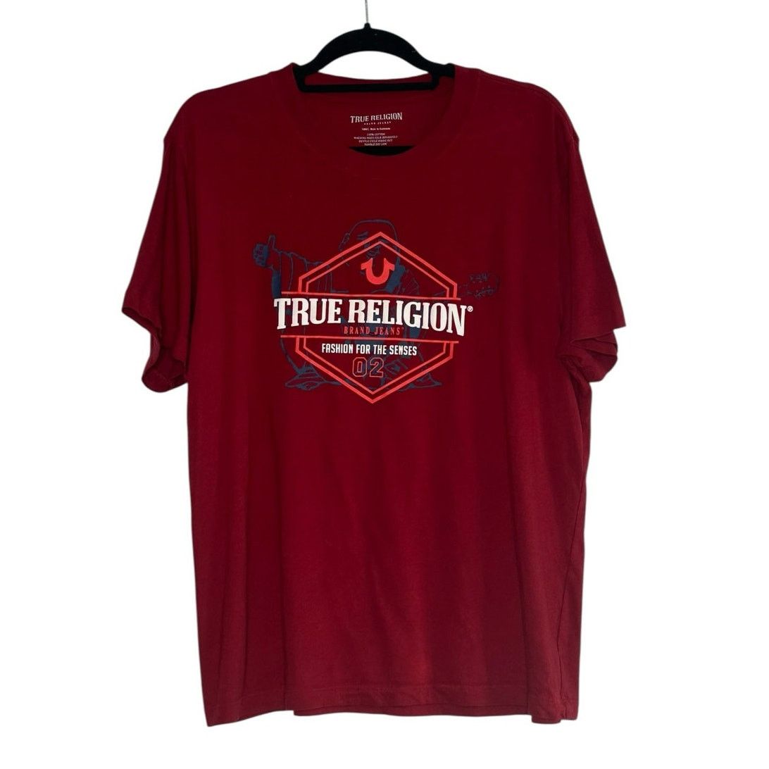 True Religion True Religion burgundy red short sleeves t shirt size Large Size US L / EU 52-54 / 3 - 4 Thumbnail