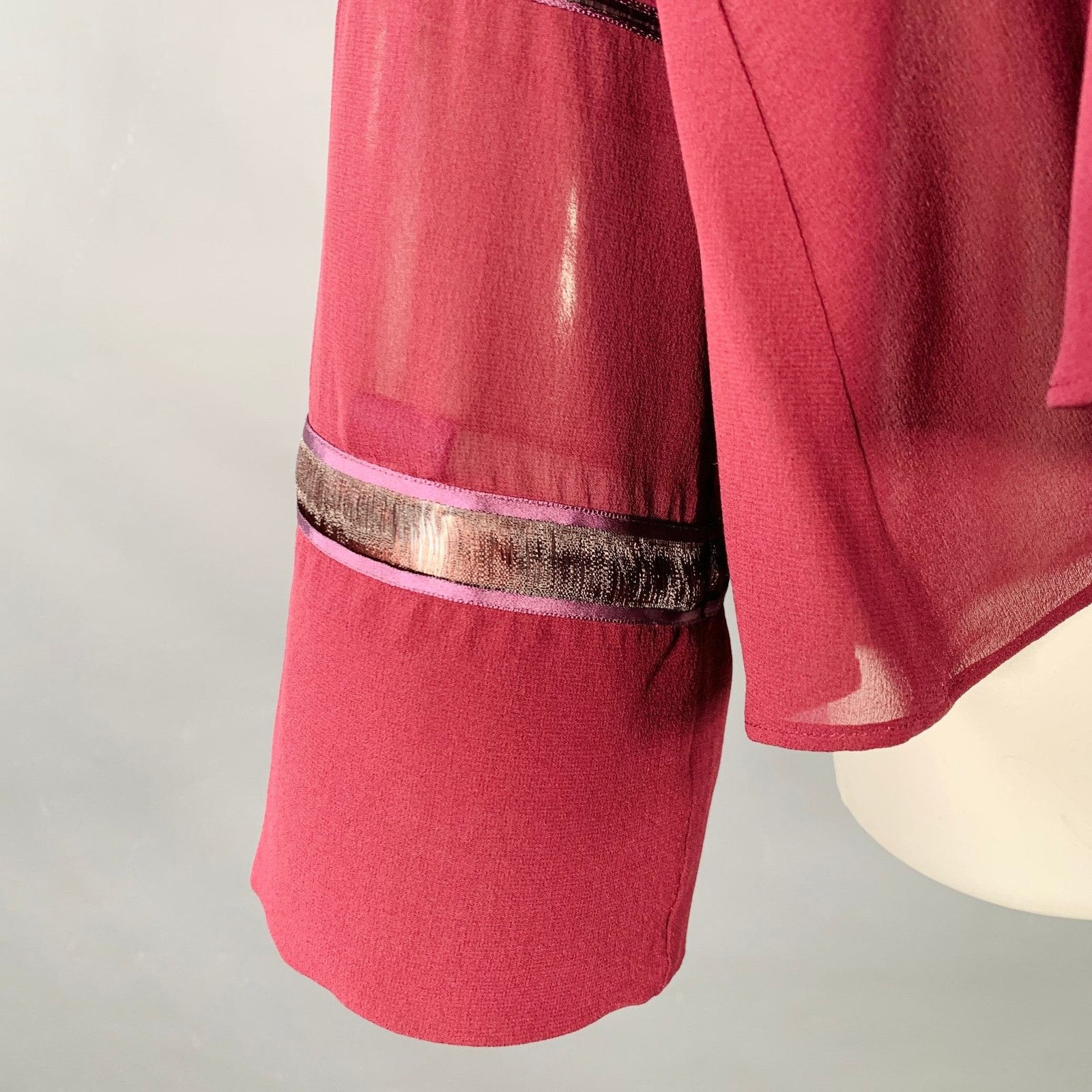 Derek Lam 10 Crosby DEREK LAM Size 8 Burgundy Silk Layered V-Neck Blouse Size M / US 6-8 / IT 42-44 - 2 Thumbnail