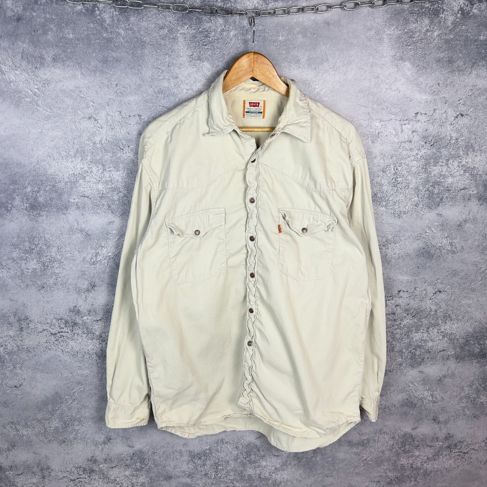 Levi's Levis Shirt Men's Size XL Beige Cotton Long Sleeve` Size US XL / EU 56 / 4 - 1 Thumbnail