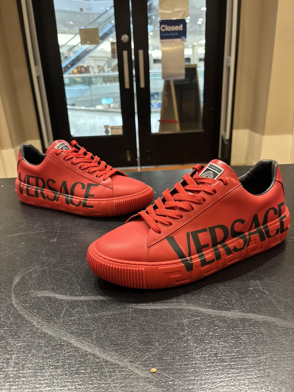 Versace La Greca Leather Sneakers