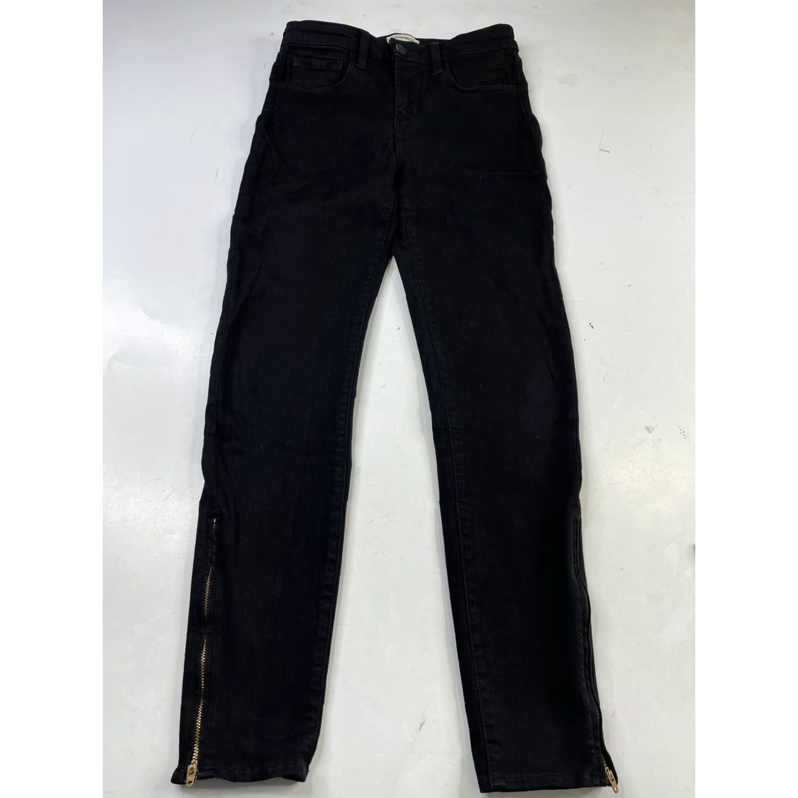 L'AGENCE L'Agence Andrea High Rise Slim Straight Ankle Zip Jeans Women's 24 Noir Black Size 42" / US 20 - 4 Thumbnail