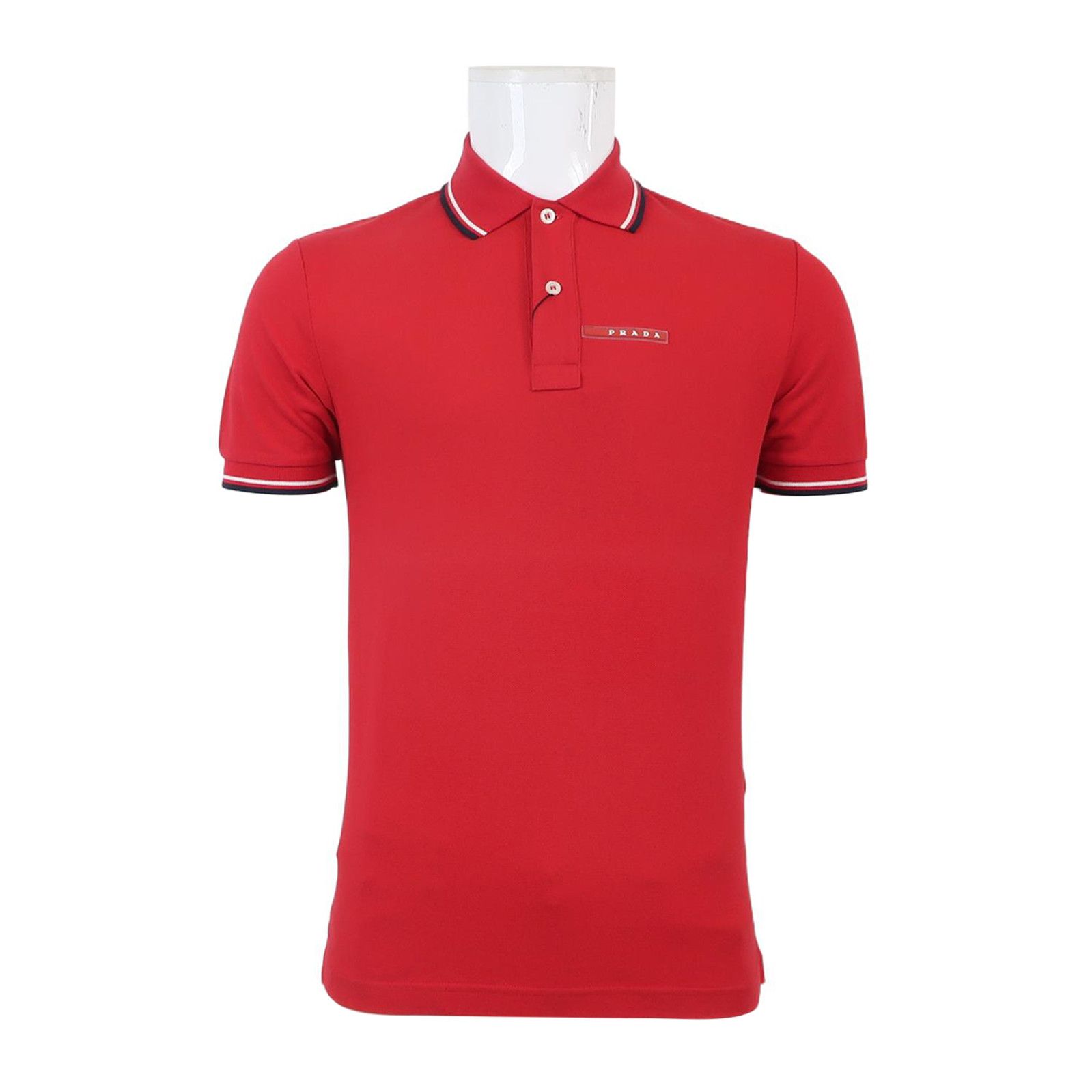 Prada Prada Logo Cotton Polo Shirt in Red 0089 Size S / US 4 / IT 40 - 1 Thumbnail