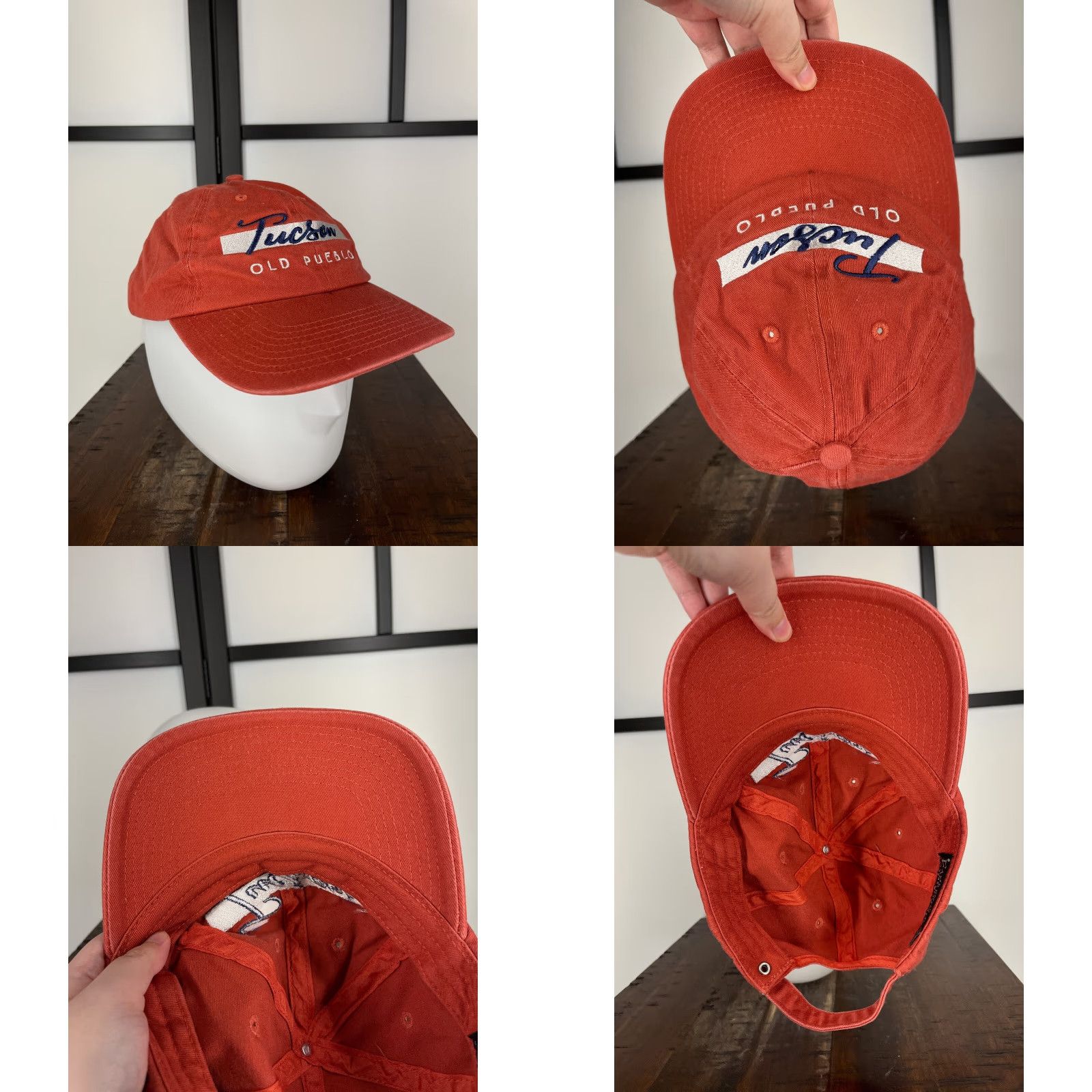 Vintage Old Pueblo Hat Womens One Size Red Orange 100% Cotton Tucson Cap Strap Back Size ONE SIZE - 8 Thumbnail