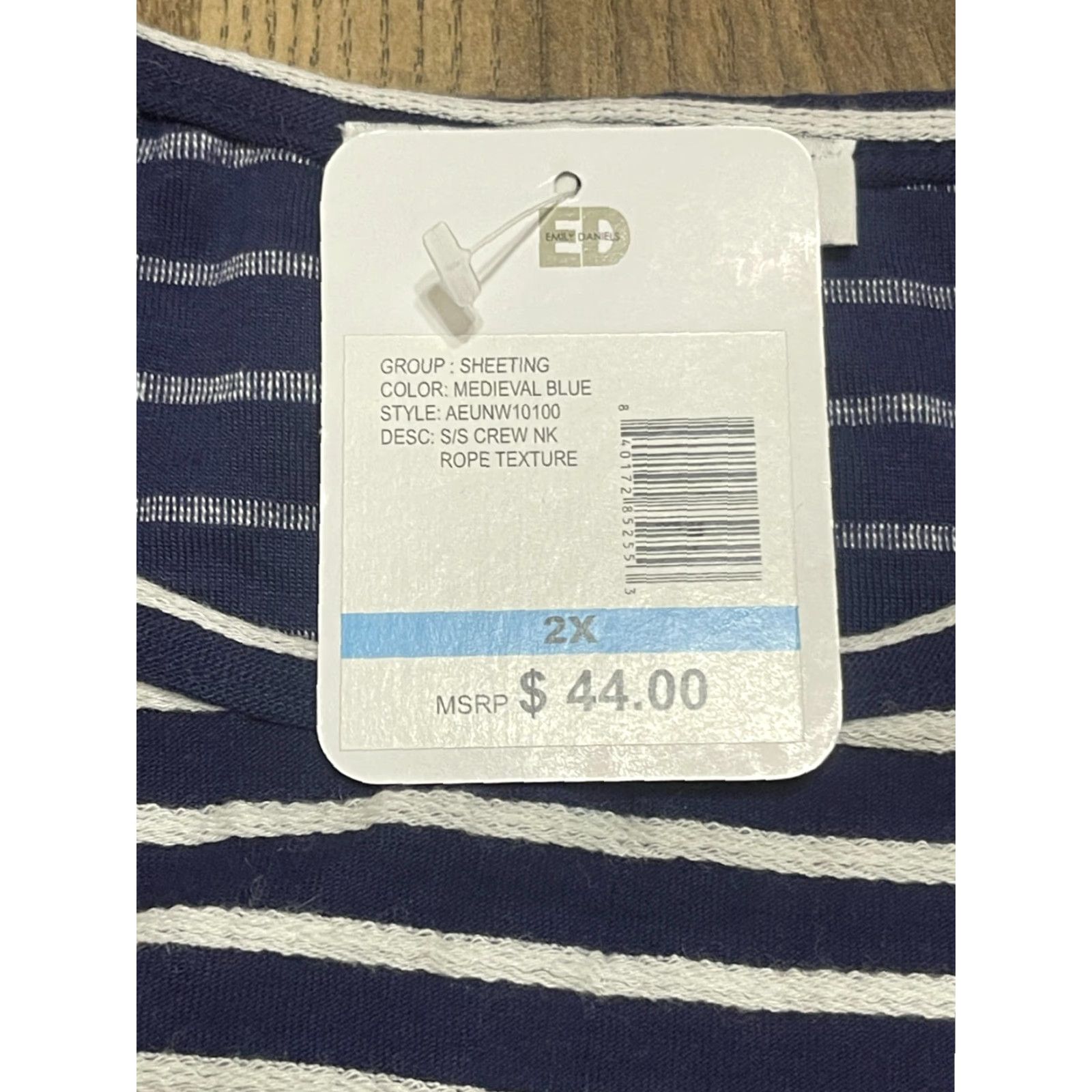 Vintage Emily Daniels Shirt Womens Plus 2X Blue White Striped Side Lace Up NWT T-Shirt Short Sleeve Round Neck Casual 2X Womens90 Size XXL / US 16-18 / IT 52-54 - 5 Thumbnail