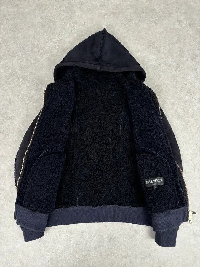 Balmain AW2017 Balmain Black Lamb Leather Hooded Jacket Size US M / EU 48-50 / 2 - 8 Thumbnail