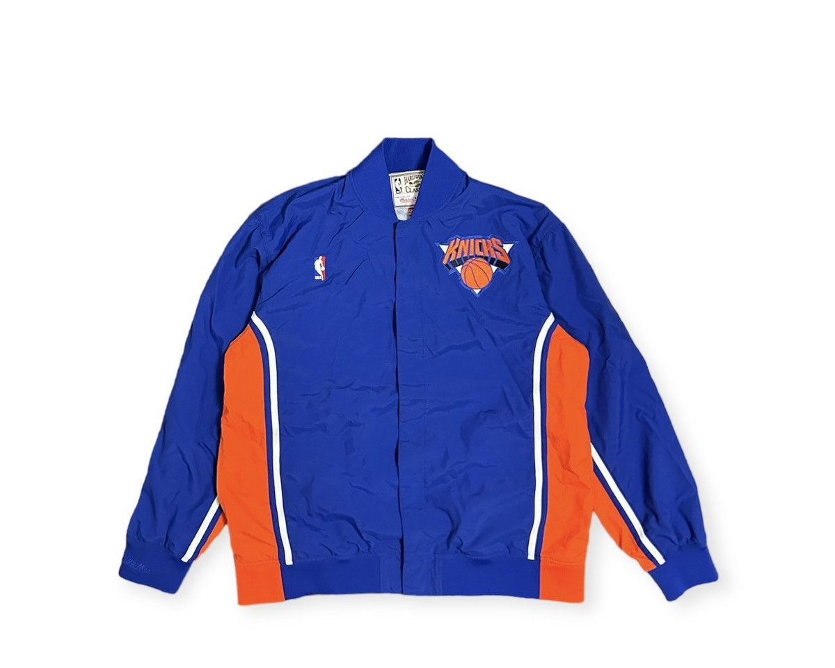 image of Mitchell Ness x NBA New York Knicks Mitchell & Ness Warmup Jacket in Blue, Men's (Size 2XL)