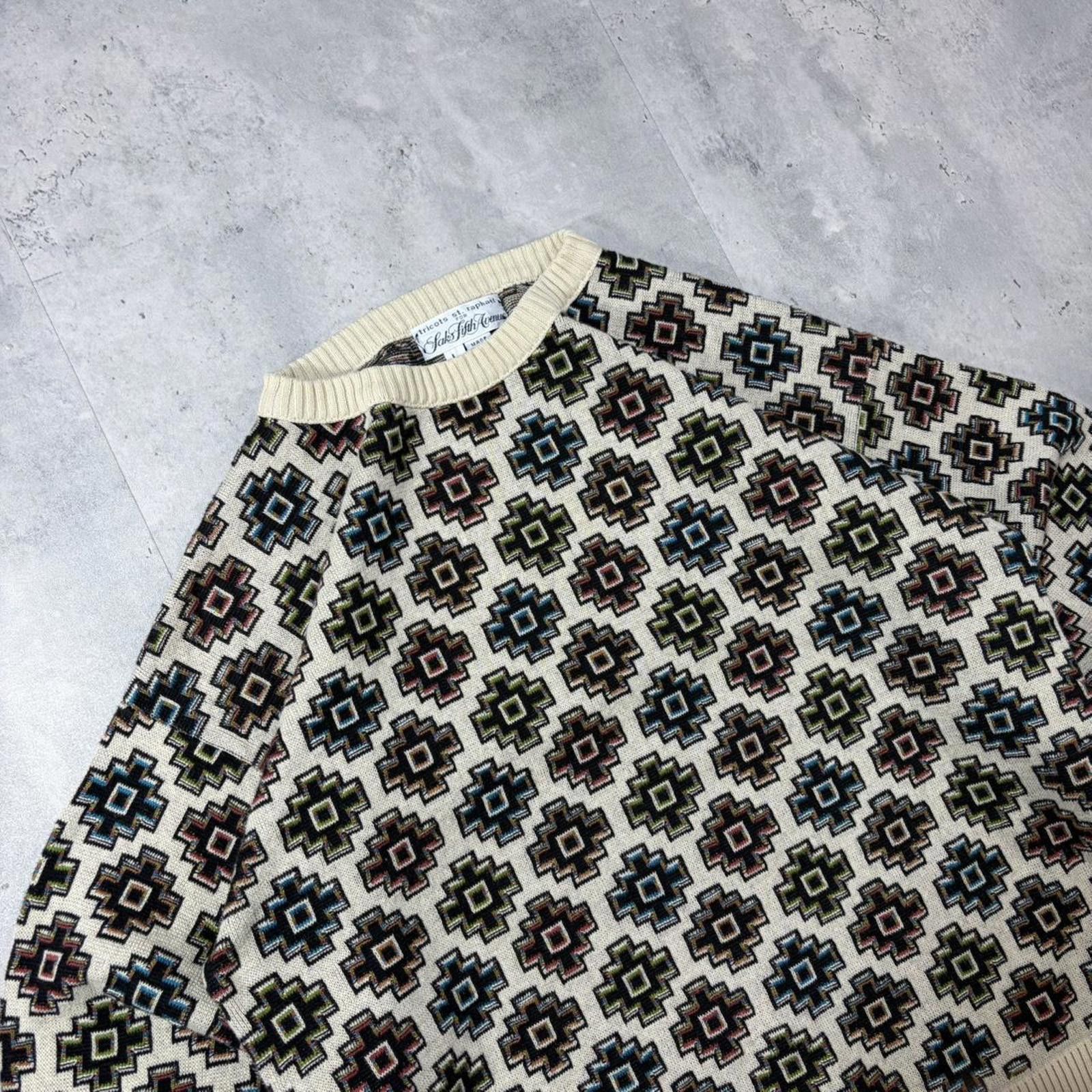 Saks Fifth Avenue Vintage 90’s Saks Fifth Avenue Aztec Wool Knit Sweater Size US L / EU 52-54 / 3 - 5 Thumbnail
