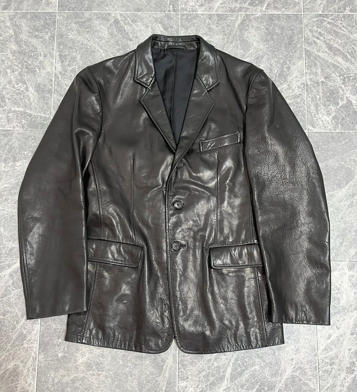 Jil Sander JIL SANDER by Raf Simons 3B Leather Tailored Jacket | Grailed
