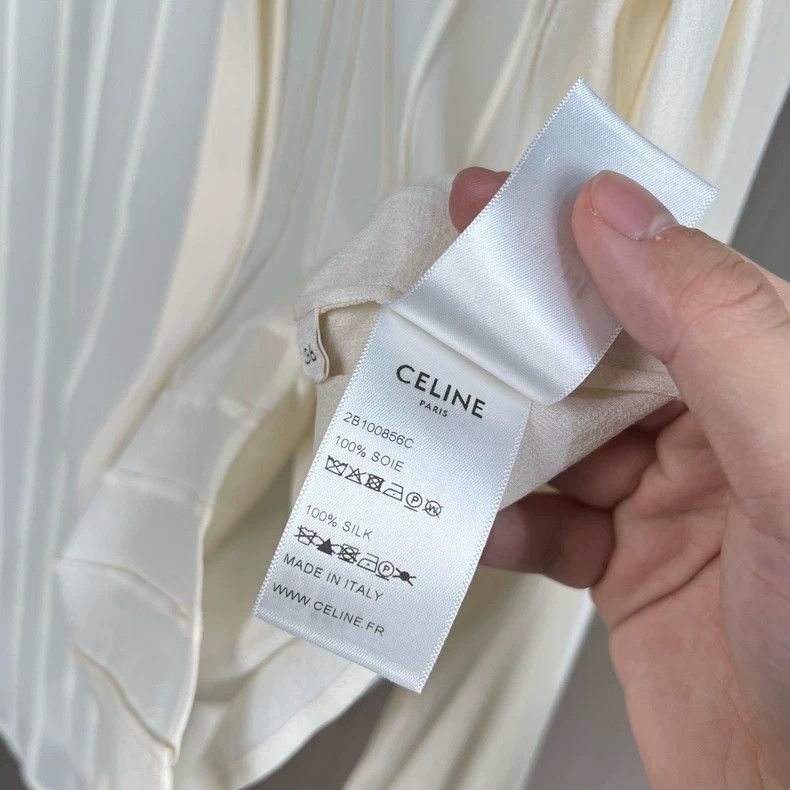 Celine Celine Ruffled Silk Shirt in OffWhite Size S / US 4 / IT 40 - 6 Thumbnail