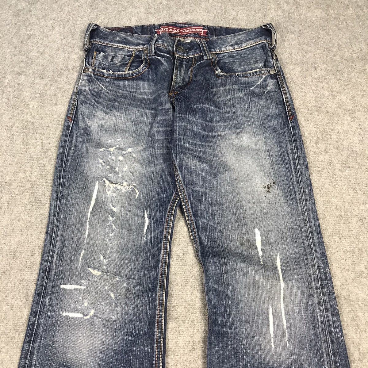 Beauty Beast × Japanese Brand FLARE LIBERTO XXX DENIM DESIGN ACID DISTRESSED BOOTCUT JEANS Size US 30 / EU 46 - 2 Thumbnail
