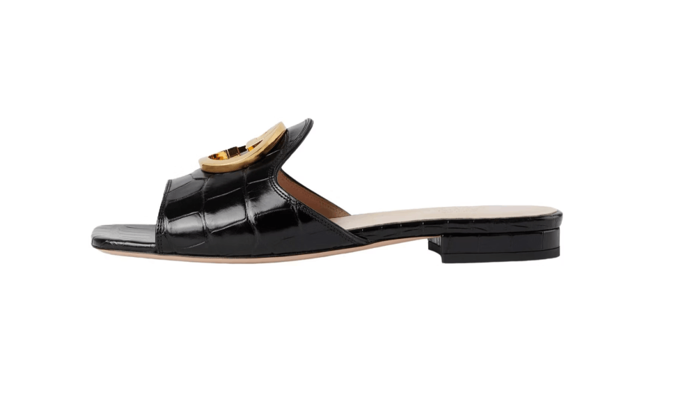 Gucci o1s1wg110125 Crocodile Slides in Black Size US 9 / IT 39 - 2 Thumbnail