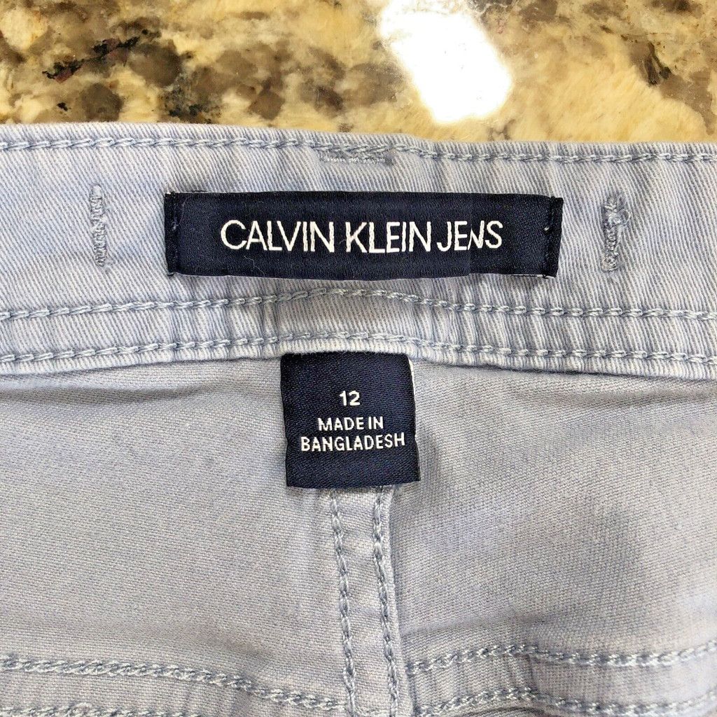 Calvin Klein Size 12 Calvin Klein Jeans Womens Crop Baby Blue Stretchy Size 33" - 3 Thumbnail