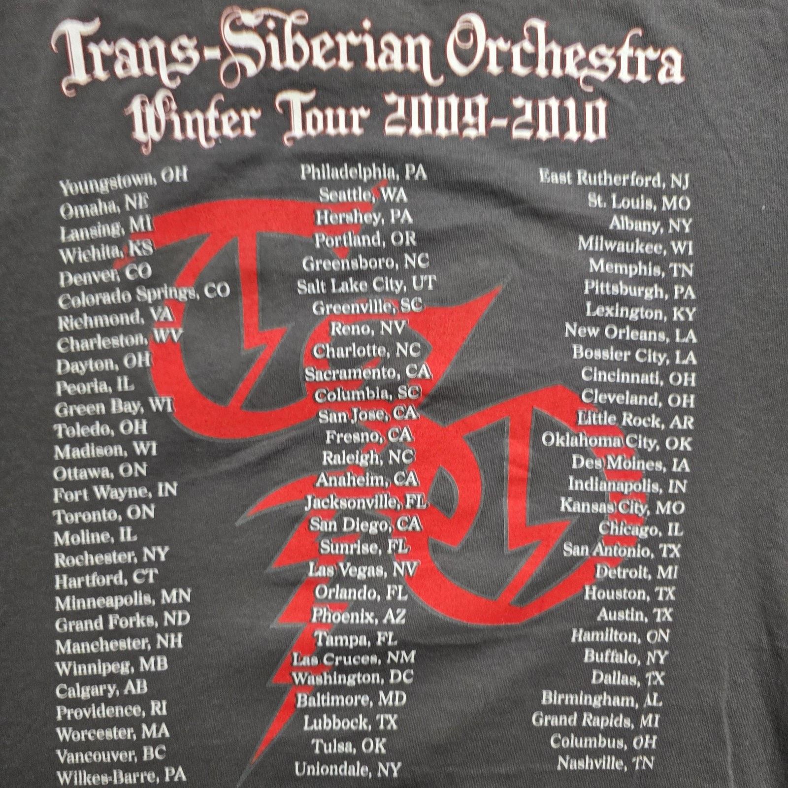 Anvil Trans Siberian Orchestra Shirt Mens XL Winter Tour 2009 2010 Size US XL / EU 56 / 4 - 6 Thumbnail