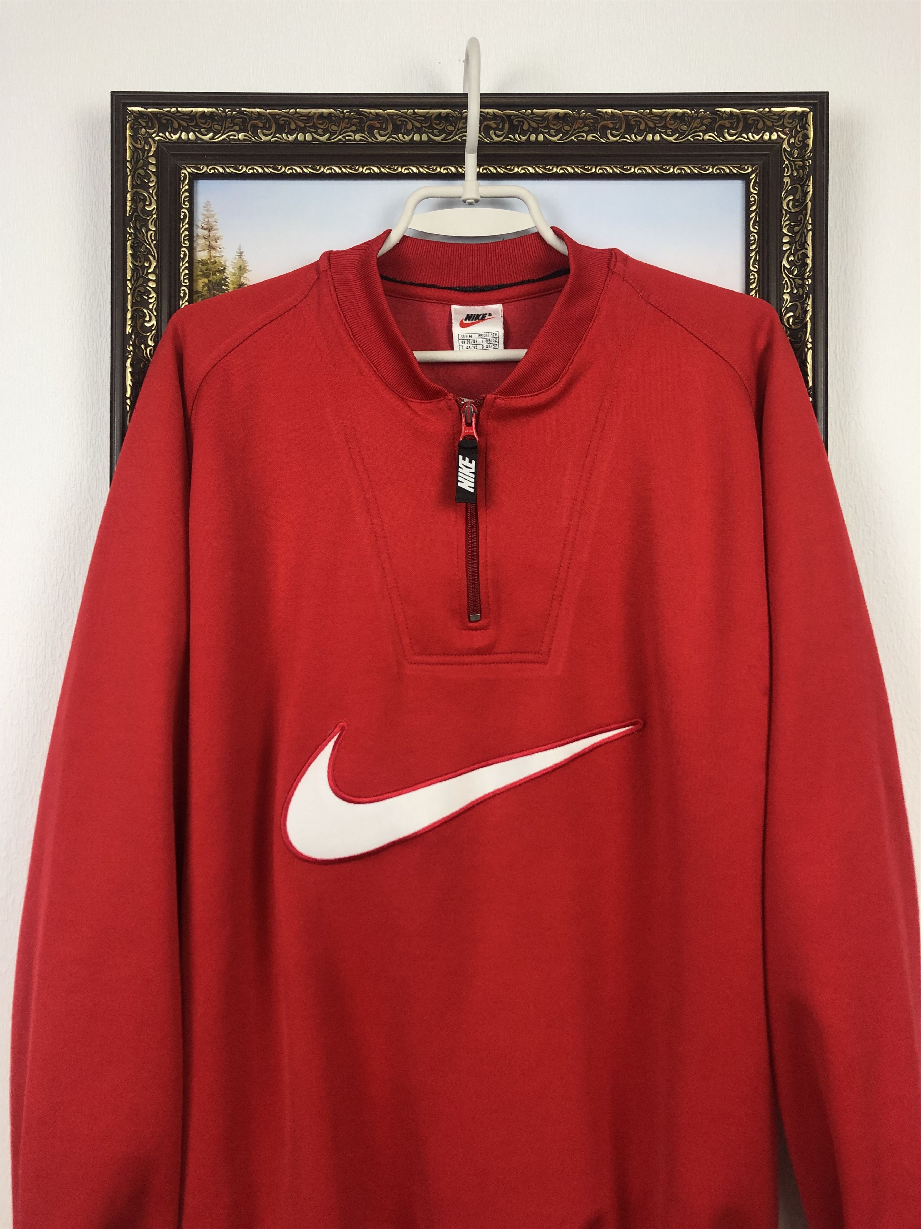 Nike Vintage Nike Sweatshirt Big Swoosh Rare Red Hype Size US M / EU 48-50 / 2 - 2 Thumbnail