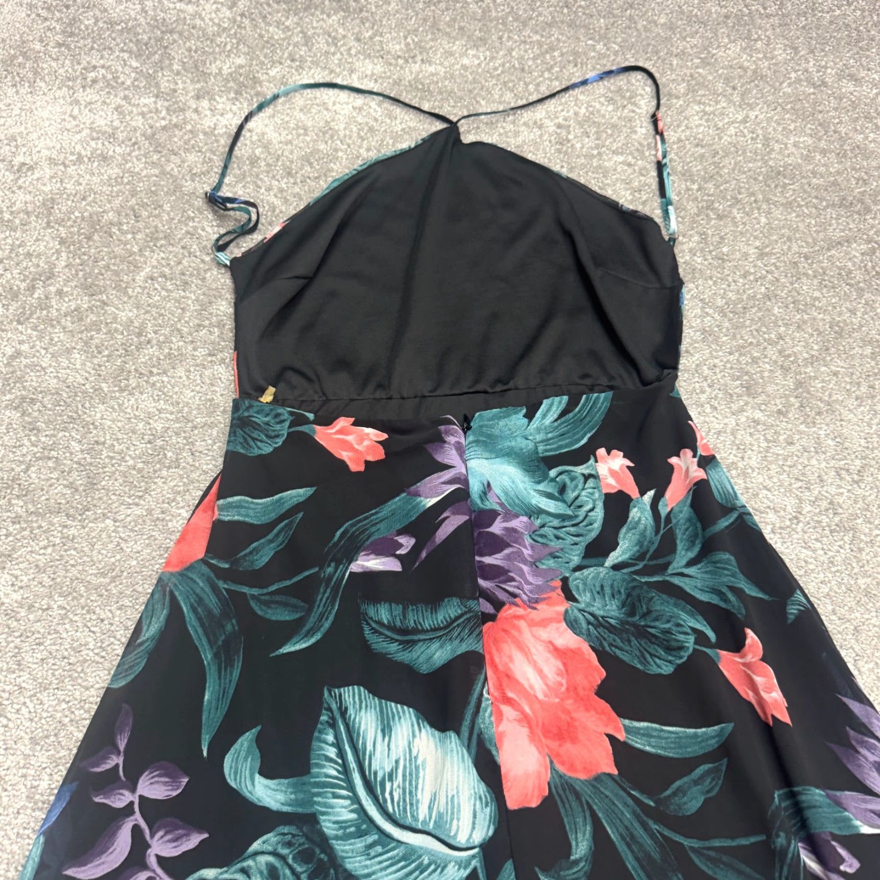 Lulus Lulus Maxi Dress Backless Sheer Overlay Floral Multicolor Strappy Medium Womens Sundress Horizontal Slit, Bohemian, Flower, 90s? Size M / US 6-8 / IT 42-44 - 6 Thumbnail