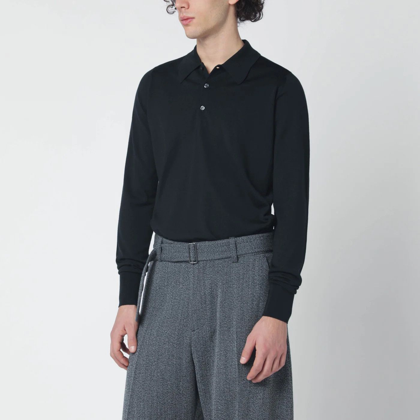 John Smedley o1d2blof0526 Wool Polo Shirt in Black Size US XXL / EU 58 / 5 - 4 Thumbnail