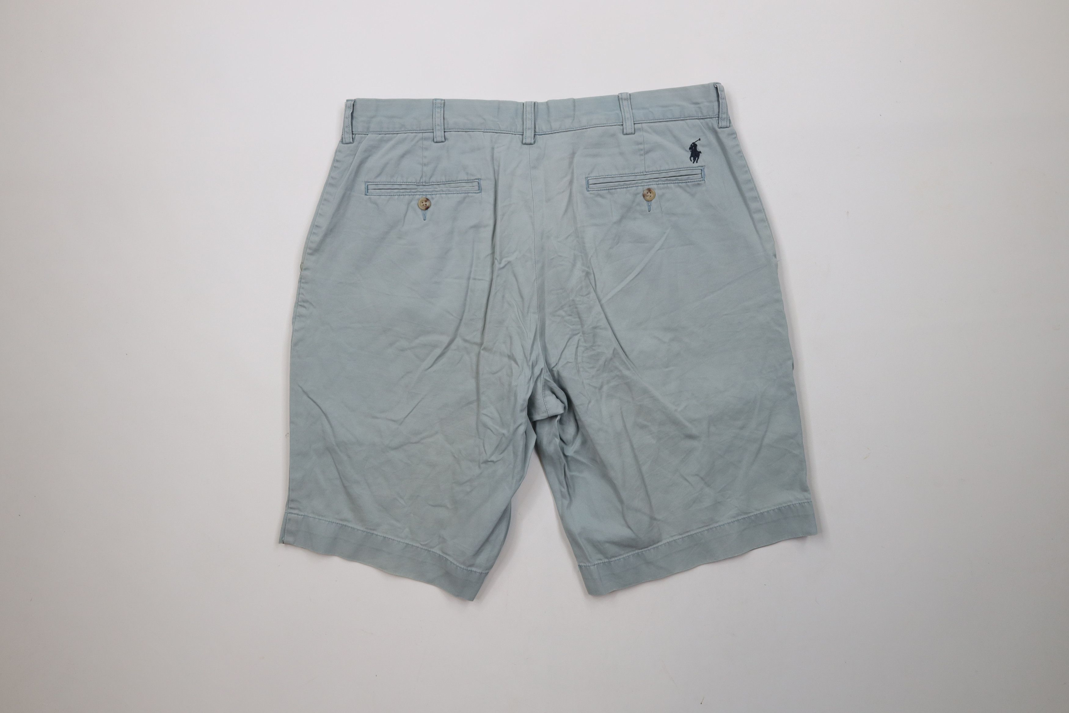Ralph Lauren × Vintage Vintage 90s Ralph Lauren Above Knee Chino Shorts Light Blue Size US 34 / EU 50 - 11 Thumbnail