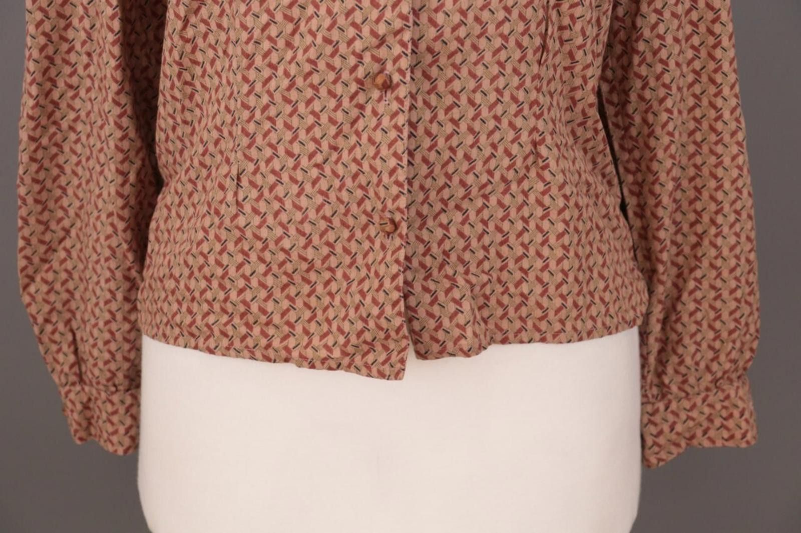 Designer Max Studio Brown Printed Button Down Blouse Shirt Size XS Size XS / US 0-2 / IT 36-38 - 3 Thumbnail