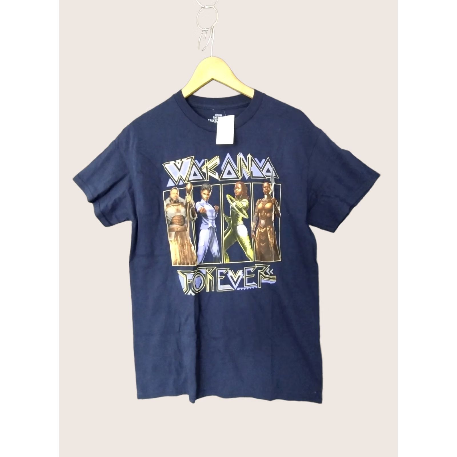 Vintage Marvel Mens Wakanda Forever T-Shirt Marvel Wakanda Forever T Shirt Men M Blue Cotton Shirt Logo Crew Neck All Seasons Black Panther Vintage No Size US M / EU 48-50 / 2 - 1 Thumbnail