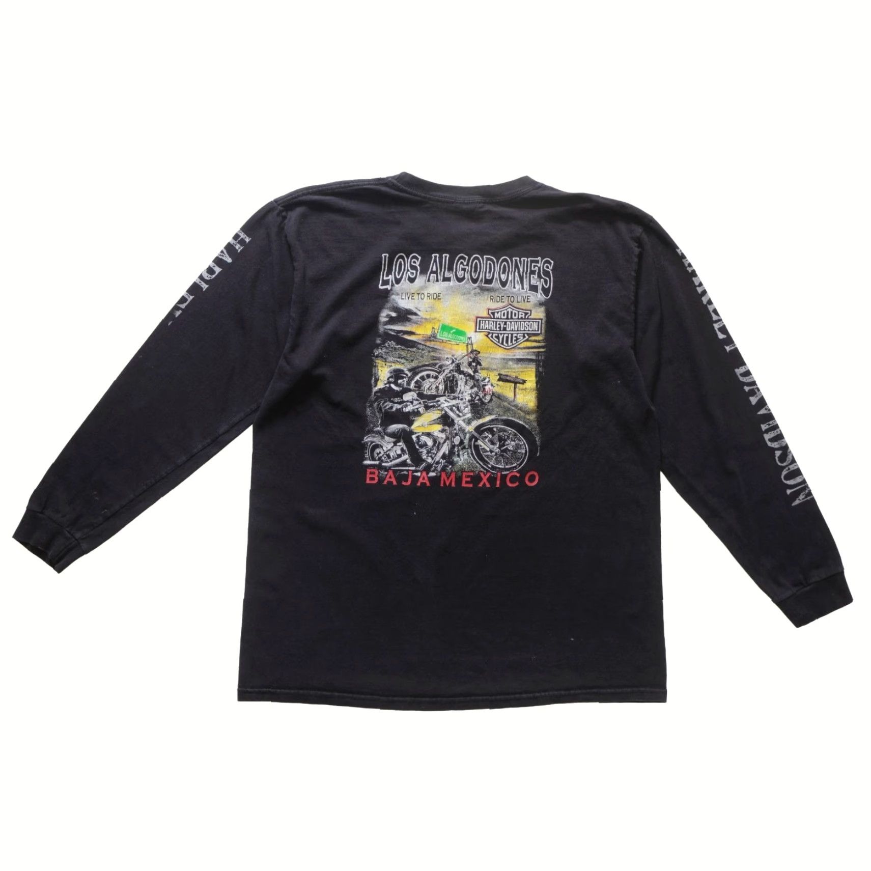 Harley Davidson VINTAGE Harley-Davidson H-D Motorcycle Y2K 90s Los Algodones Black T Shirt Men SZ L Size US L / EU 52-54 / 3 - 2 Thumbnail