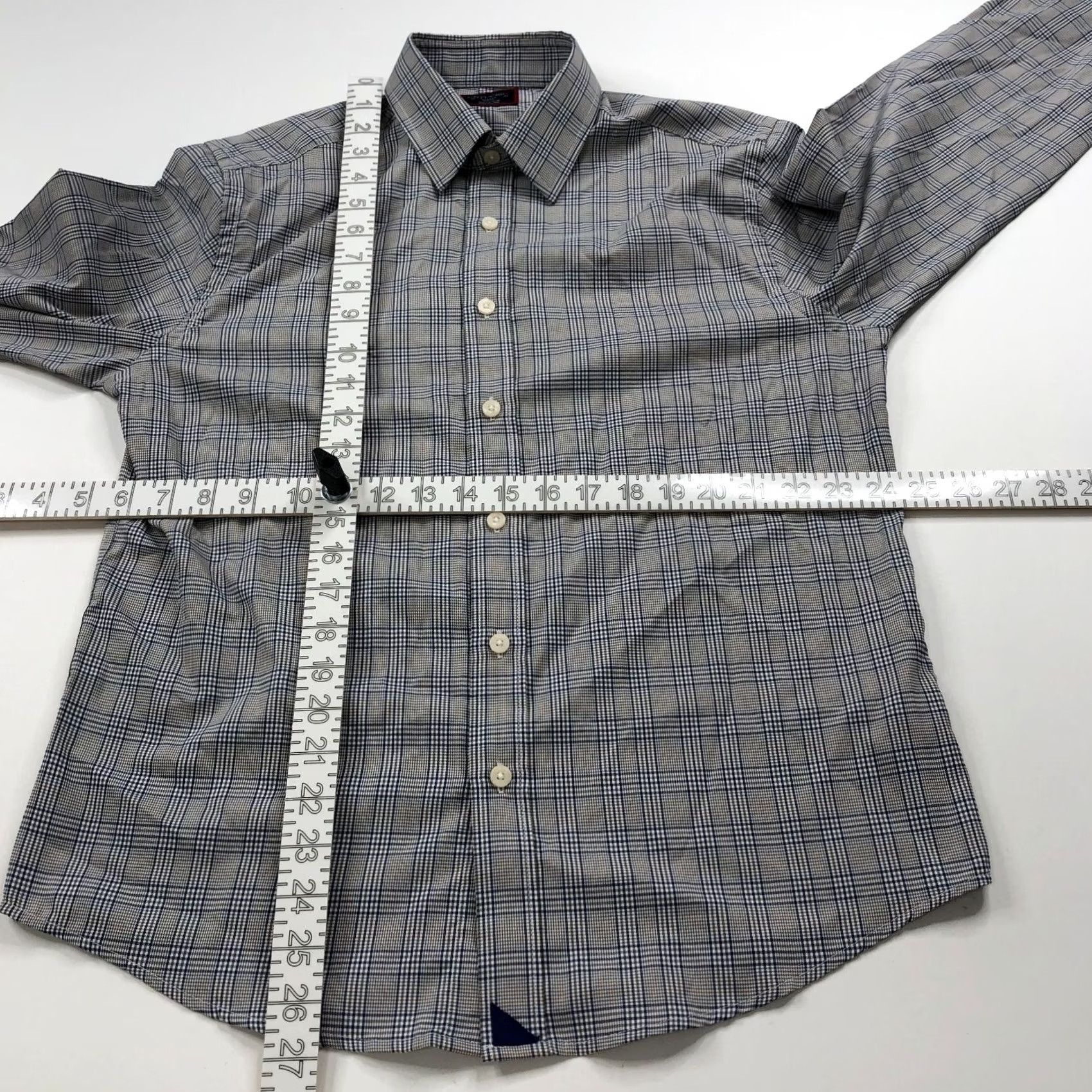 UNTUCKit UNTUCKIT Shirt Slim Fit Plaid 100% Polyester LS Casual Collar Button-Up Gray Blue Mens Small Slim Fit Size US S / EU 44-46 / 1 - 3 Thumbnail