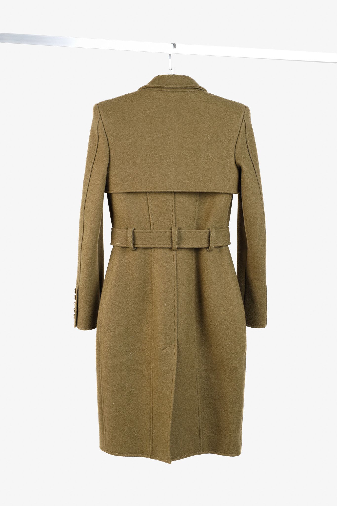 Balmain Balmain PF/14 Green Belted Double-Breasted Wool Trench Coat Size S / US 4 / IT 40 - 2 Thumbnail