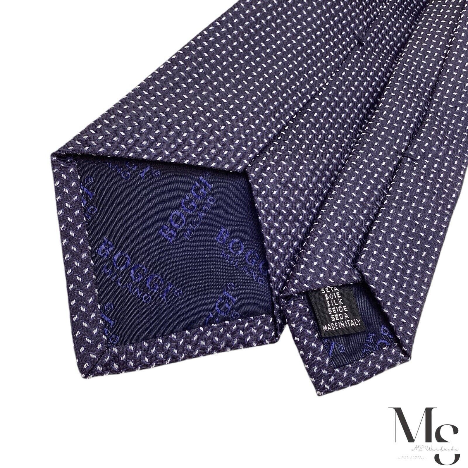 Boggi BOGGI MILANO Blue Geometric Luxury Silk Tie Made In Italy W: Size ONE SIZE - 5 Thumbnail