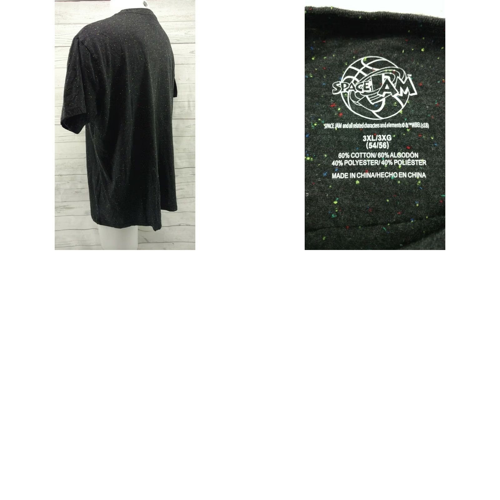 Vintage Space Jam Tune Squad Black Confetti Texture Shirt 3XL Mens Shirt Graphic Tee Space Jam Style 90s Concert theme Size US XXL / EU 58 / 5 - 8 Thumbnail