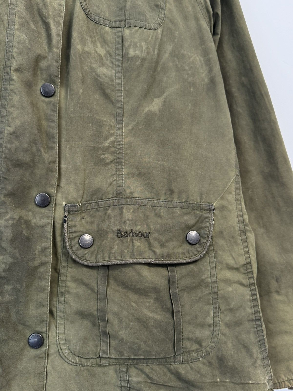 Barbour Women’s Barbour L1091 Utility Waxed Olive Jacket Wax Coat Size M / US 6-8 / IT 42-44 - 7 Thumbnail