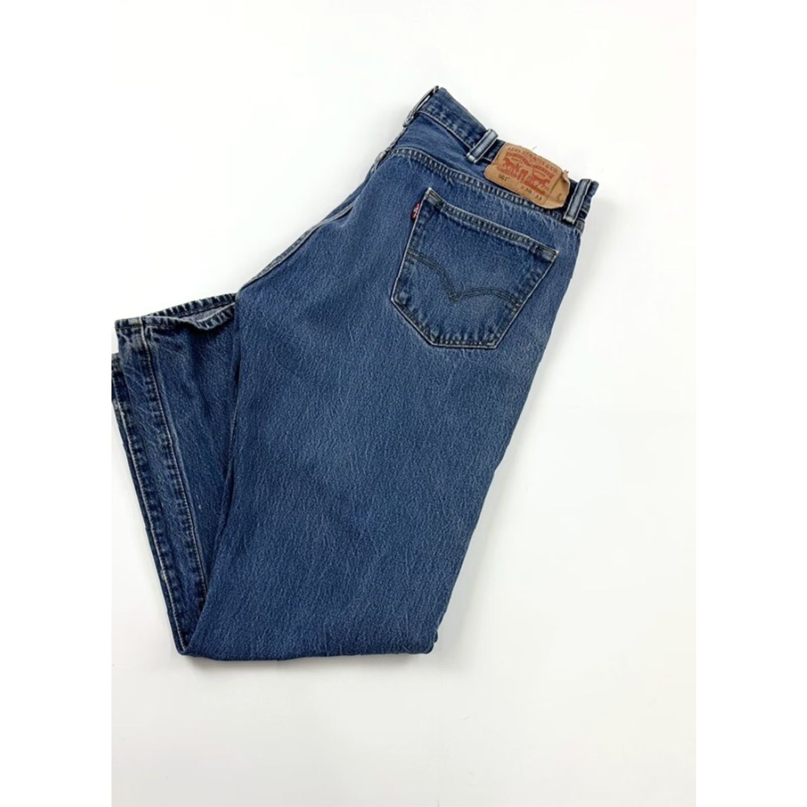 Levi's VINTAGE Levi’s 501 Jeans Men 35x28 Blue Button Jeans Straight Regular 35 Inseam 28 Cotton Denim Bohemian City Festival Grunge Hipster USA Mens Size US 35 - 2 Thumbnail