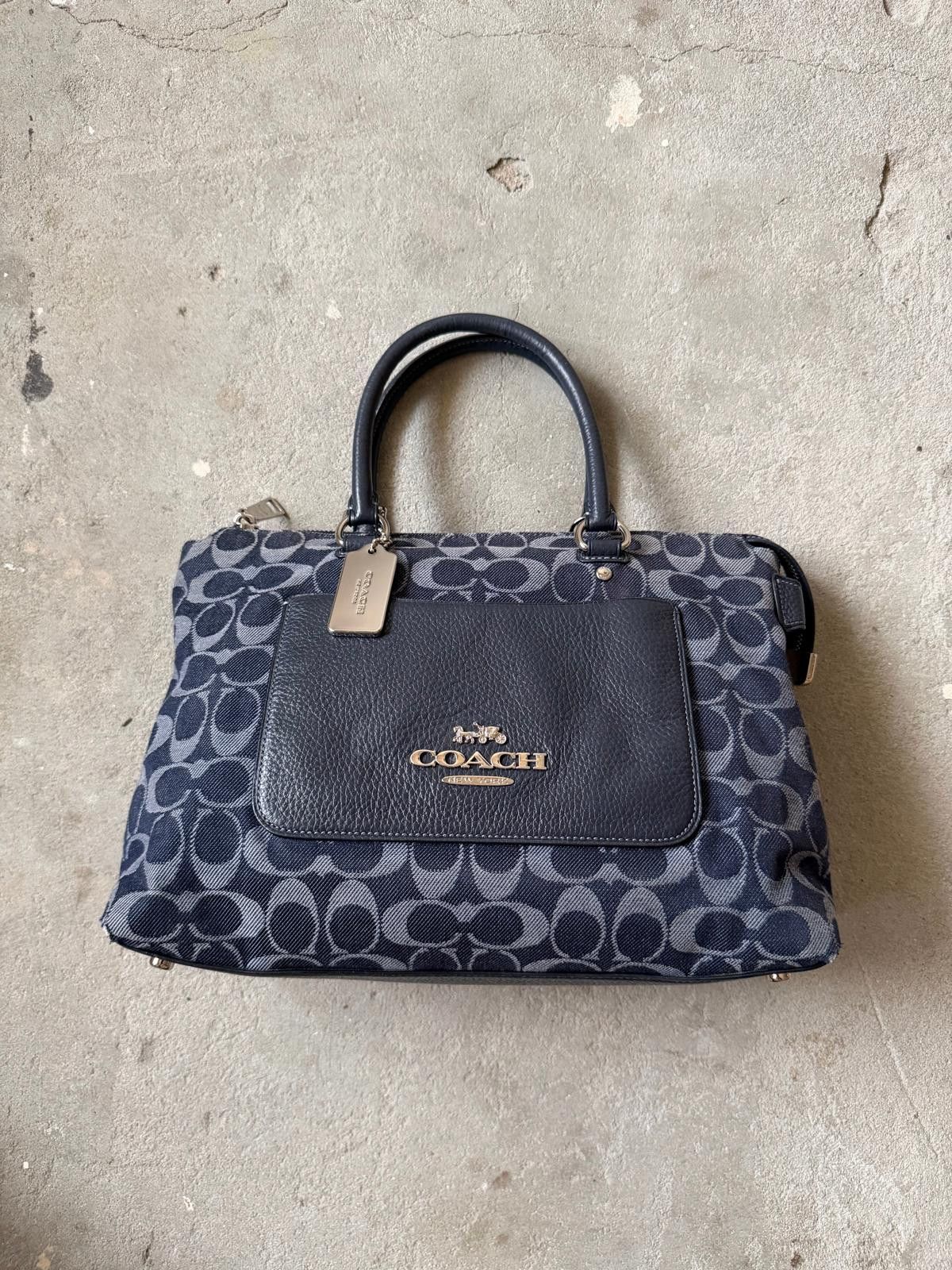 Coach Coach Signature Emma Denim Shoulder Bag Navy Size ONE SIZE - 1 Thumbnail