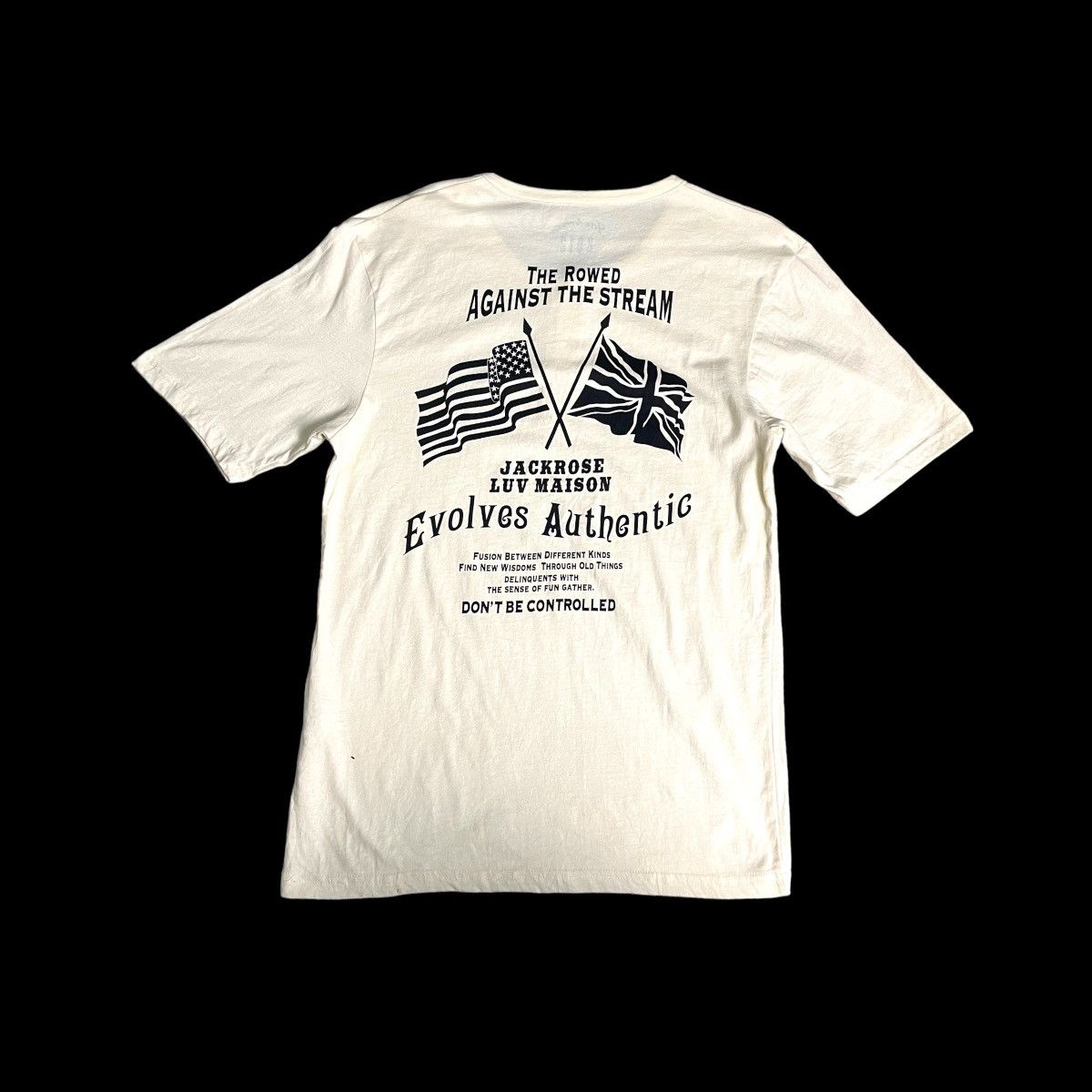 image of Jack Rose x Seditionaries Jackrose 2012 Luv Maison Britain Usa Flag Wordingtshirt in Cream (Size Me