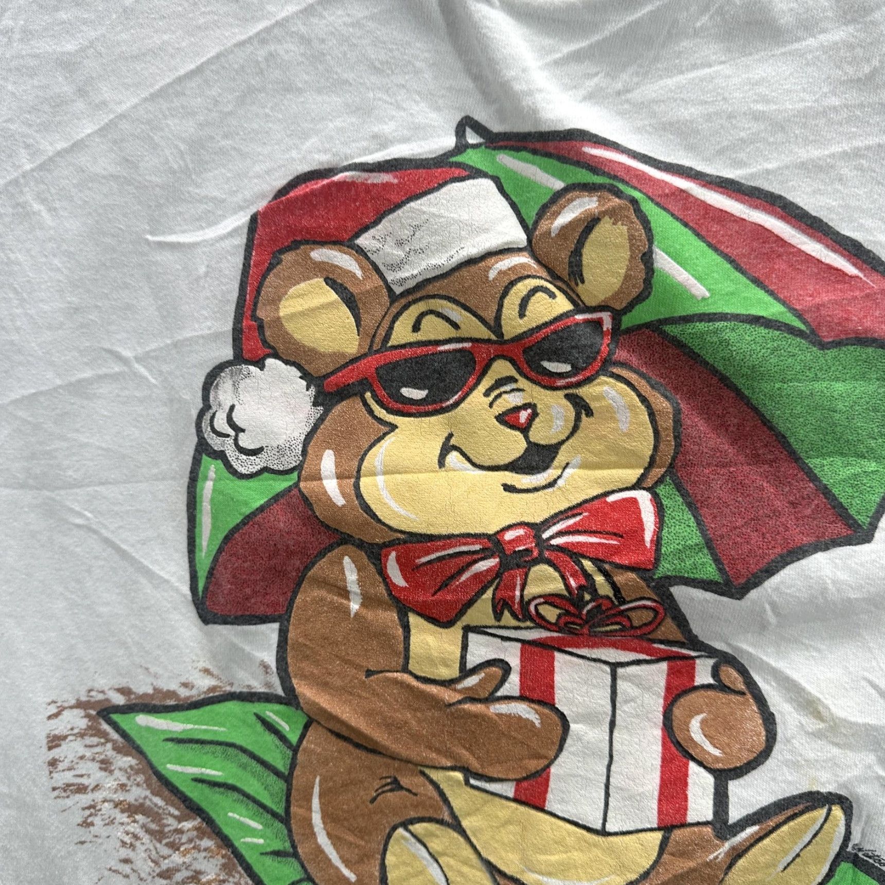 Fruit Of The Loom VINTAGE Christmas Bear Shirt Mens XL White Holiday Graphic Tee Made USA 90s Size US XL / EU 56 / 4 - 6 Thumbnail