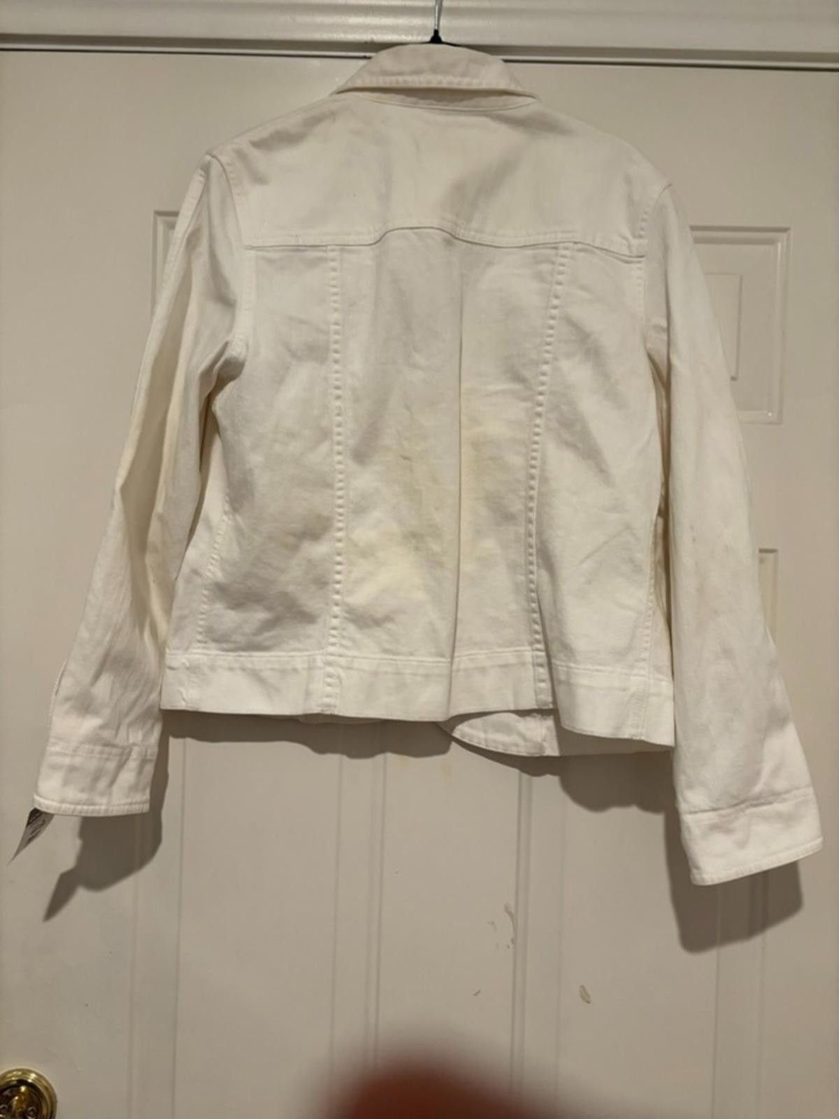 Designer Womens Talbots white jean jacket sz small #375 Size S / US 4 / IT 40 - 2 Thumbnail