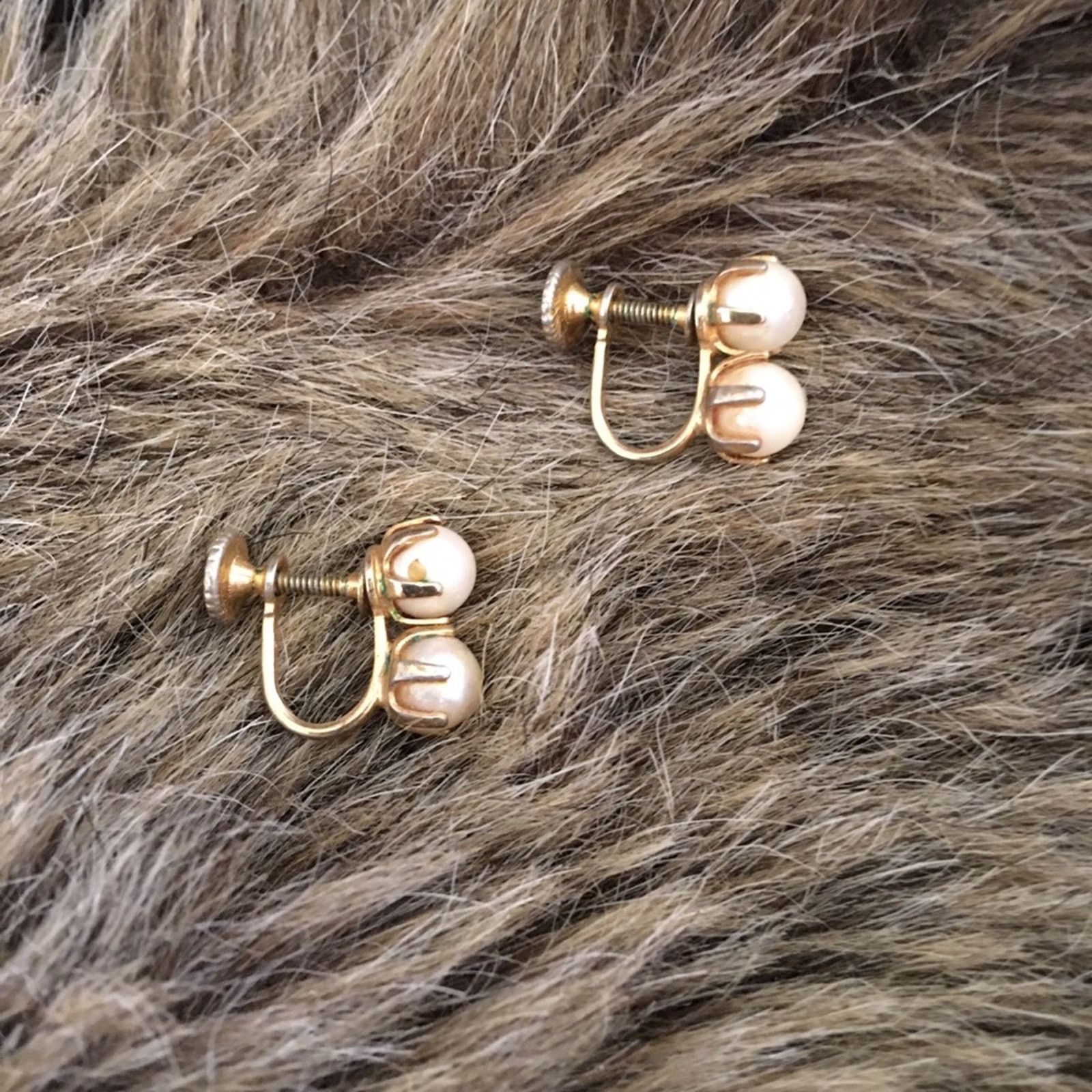 Vintage Vintage 50s double pearl screw back clip earrings Size ONE SIZE - 2 Thumbnail