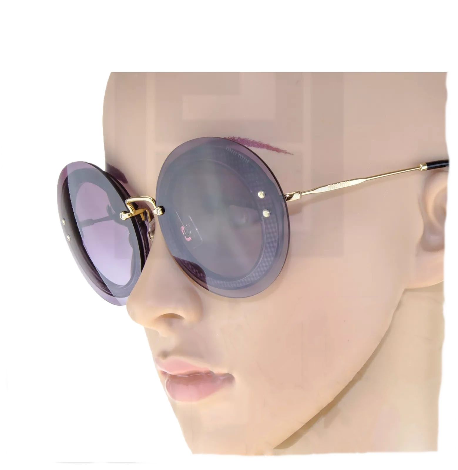 Miu Miu MIU MIU REVEAL 10R Purple Violet Fabric Gold Round MU10RS Size ONE SIZE - 9 Thumbnail