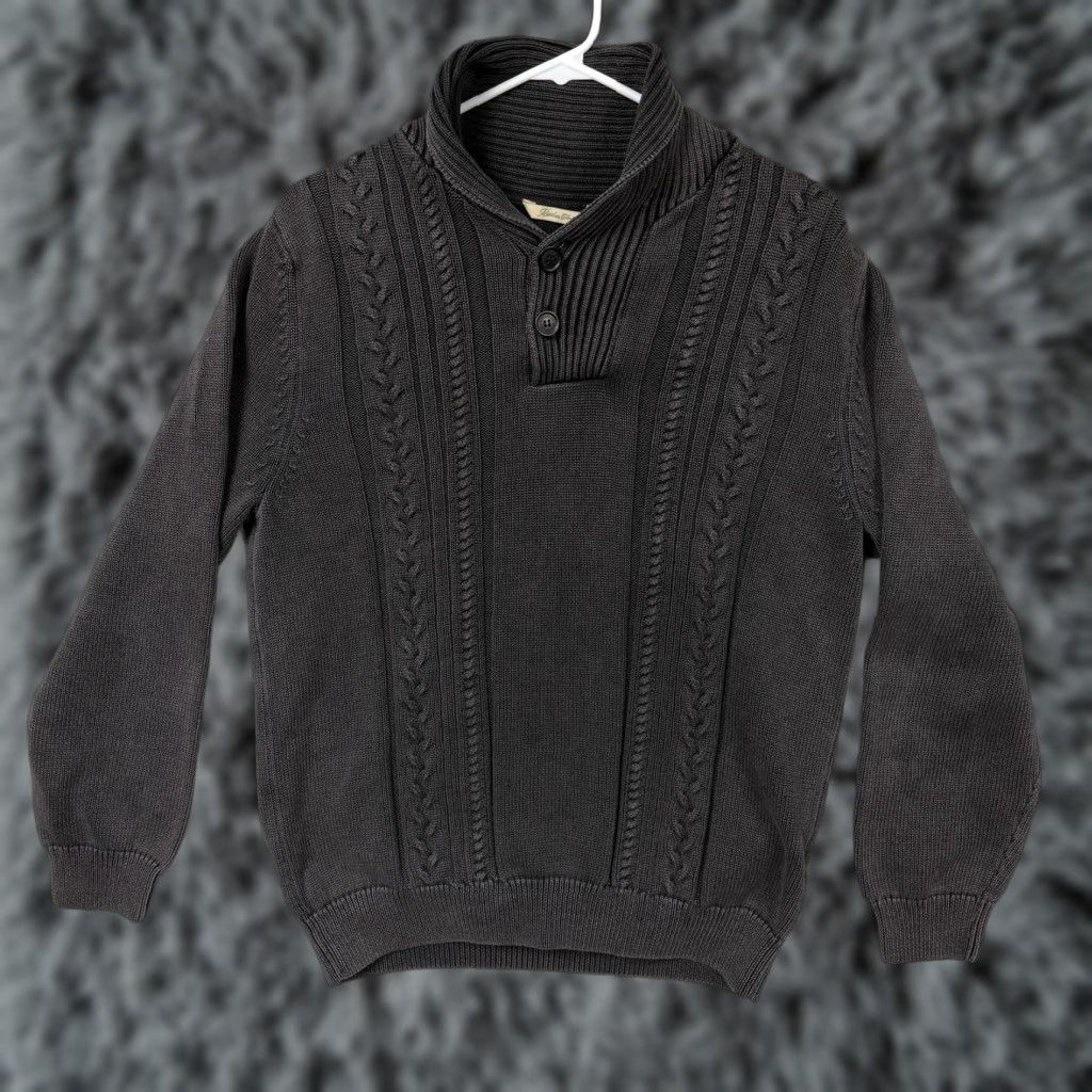 Vintage Paradise Collection Sweater Mens M Black Knit Cable-Knit Preppy Dark Academia Grandpacore Shawl Collar pullover Size US M / EU 48-50 / 2 - 1 Thumbnail