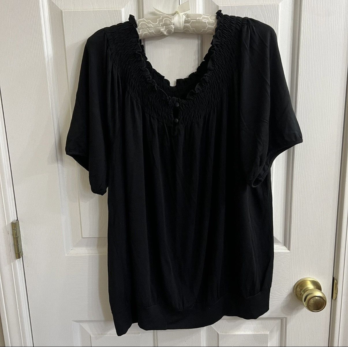 Vintage SPENSE Blouse Ruffle Top Cuffed Hem Size 2x Solid Black Size XXL / US 16-18 / IT 52-54 - 1 Thumbnail