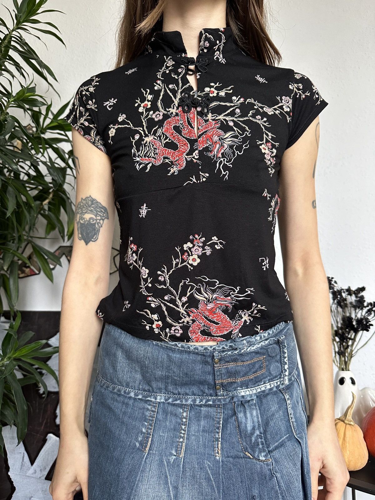 If Six Was Nine × Japanese Brand Japan Asian Dragon Kimono vintage Crop Top Size ONE SIZE - 2 Thumbnail