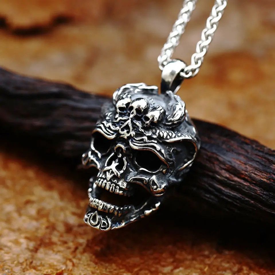 Jewelry Gothic Skull Rock Pendant Necklace Size ONE SIZE - 1 Thumbnail