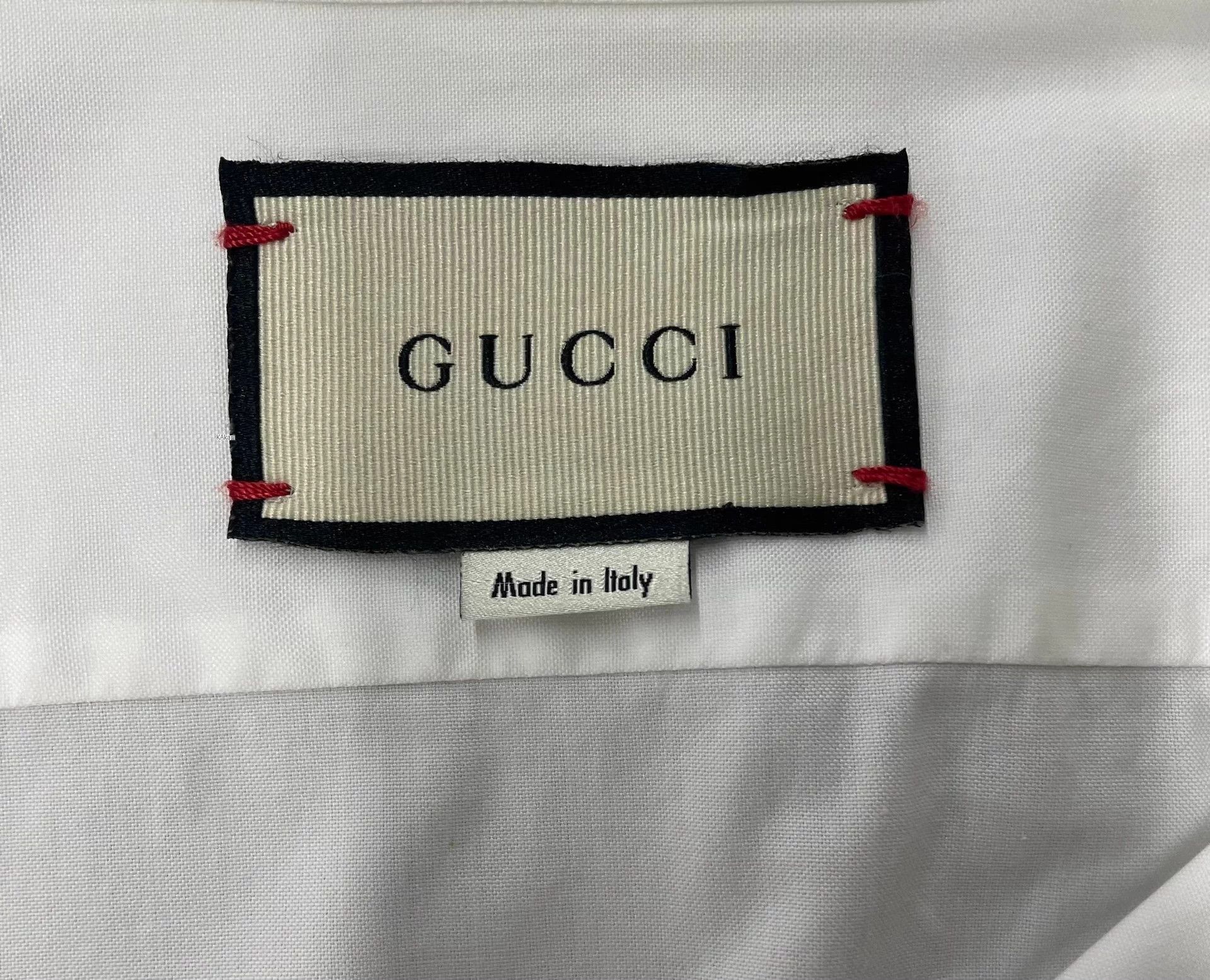 Gucci White Embroidered Collar Long Sleeve Button-Up Shirt Size US XL / EU 56 / 4 - 5 Thumbnail