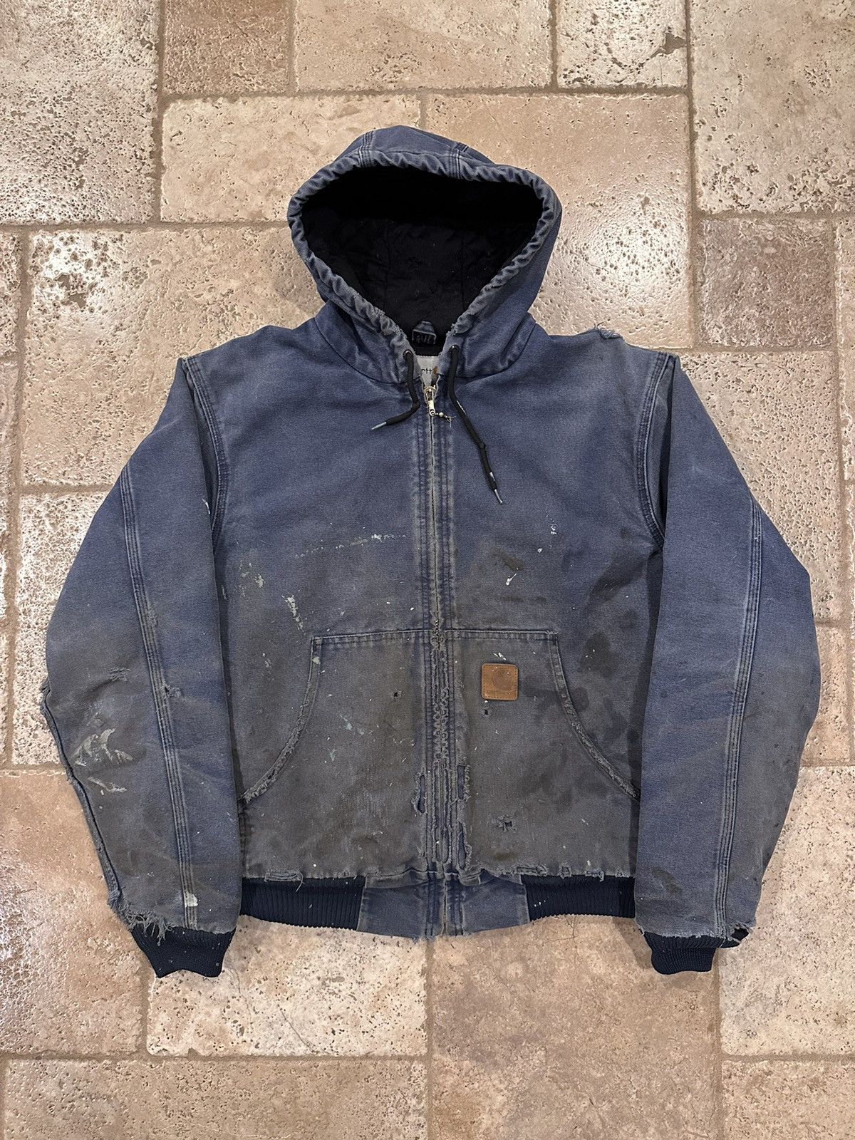 Carhartt Vintage Carhartt Faded Thrashed Hooded Distress Work Jacket Size US L / EU 52-54 / 3 - 6 Thumbnail