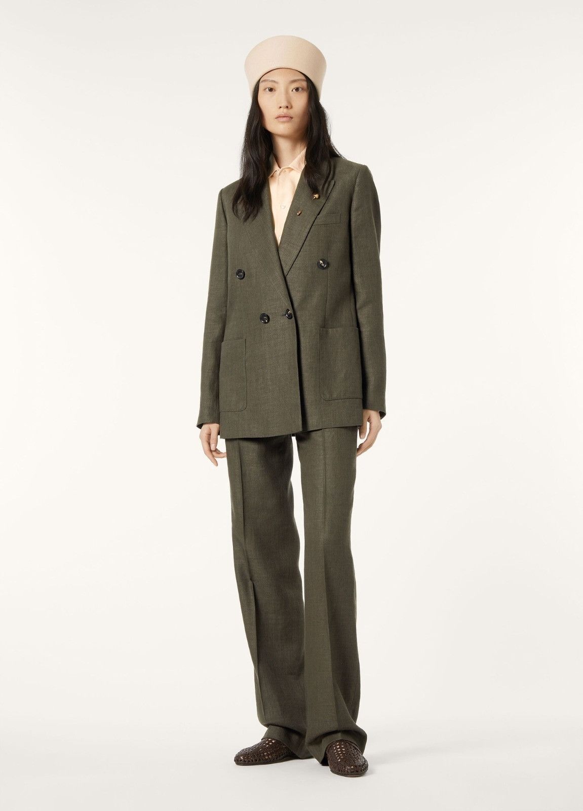 Loro Piana o1srvl11e0526 FAP0065 Genny Double-breasted Jacket Green Size S / US 4 / IT 40 - 2 Thumbnail