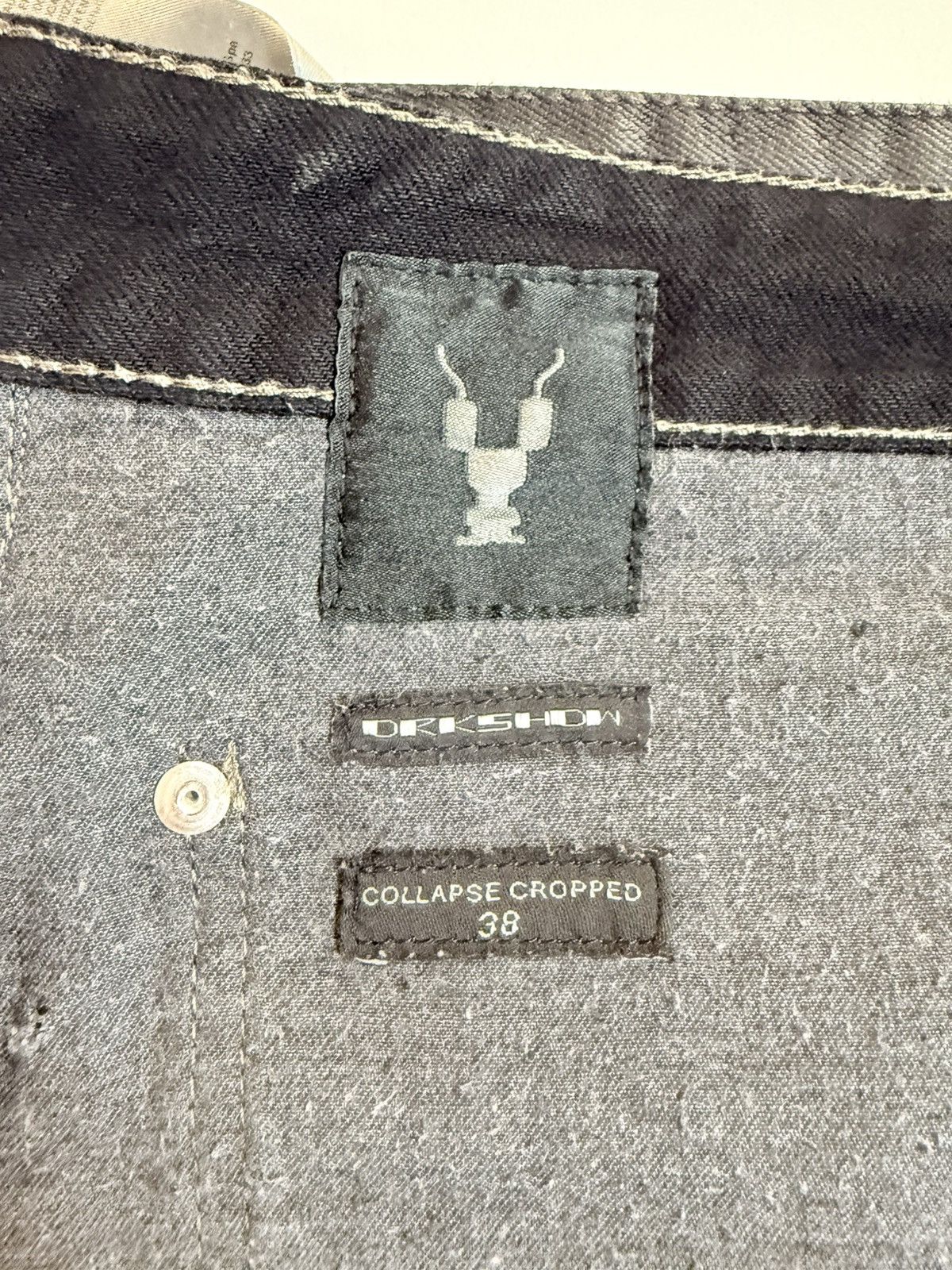 Rick Owens Drkshdw Rick Owens DRKSHDW "Collapse Cropped" Black Wax Jeans — 38 Size US 38 / EU 54 - 11 Thumbnail