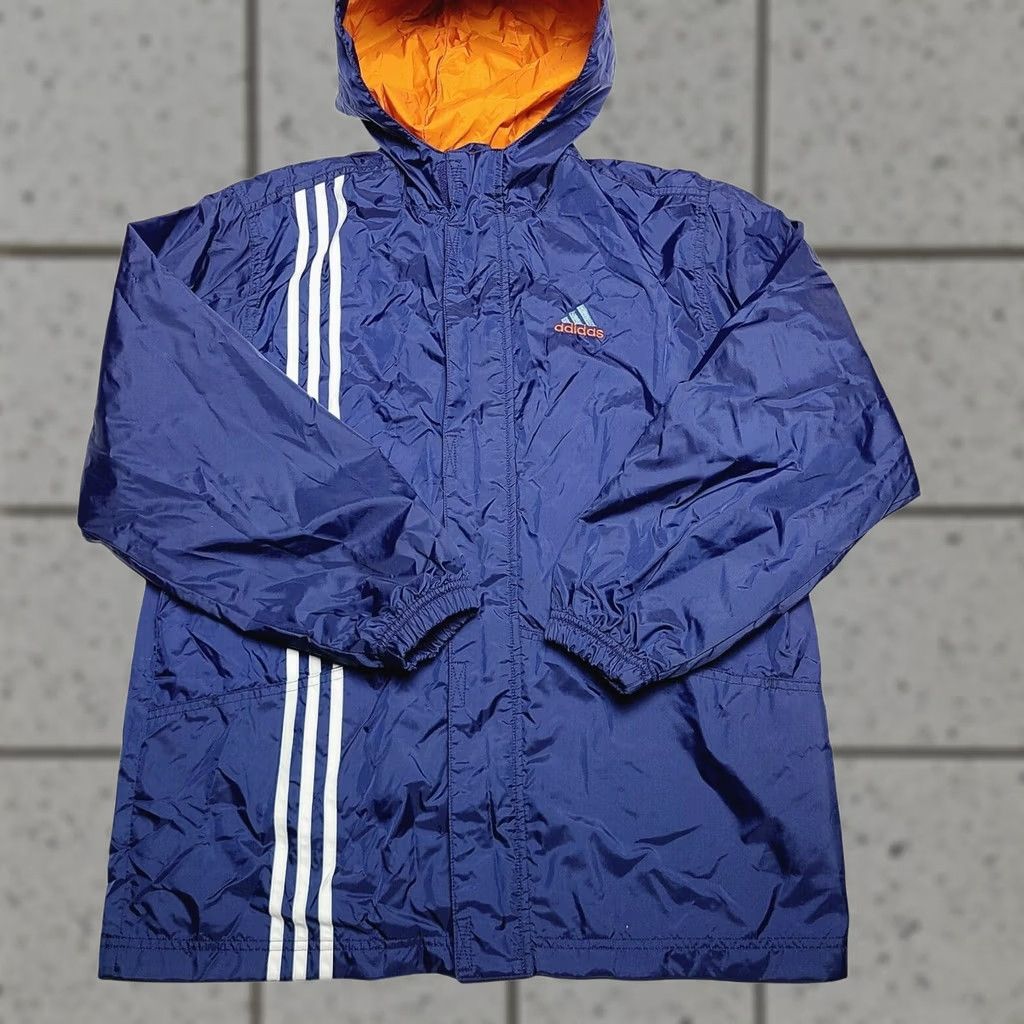 Adidas VINTAGE Adidas Hooded Windbreaker Jacket Women's Large Blue White Striped 90s Size L / US 10 / IT 46 - 1 Thumbnail